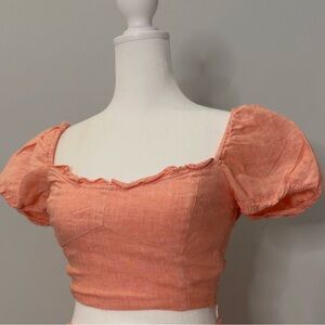 Wilfred Coral Ruffle Crop Top